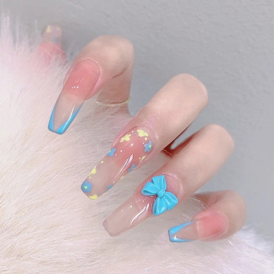 blue butterfly nails HA0222