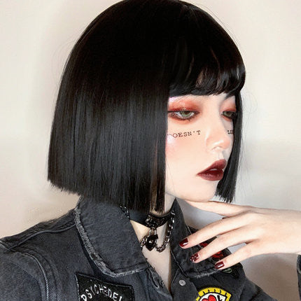 Natural black soft girl short wig HA0226