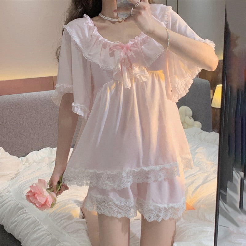 Lce Silk Short Sleeve Shorts Home Set HA0427