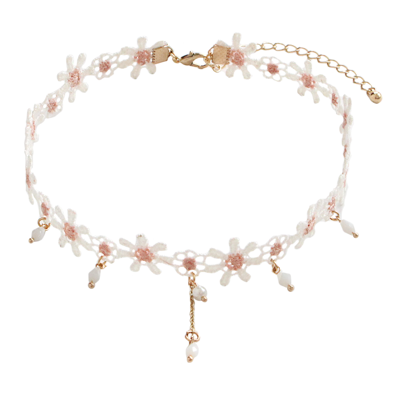 Pink Daisy Lace Clavicle Chain HA0794