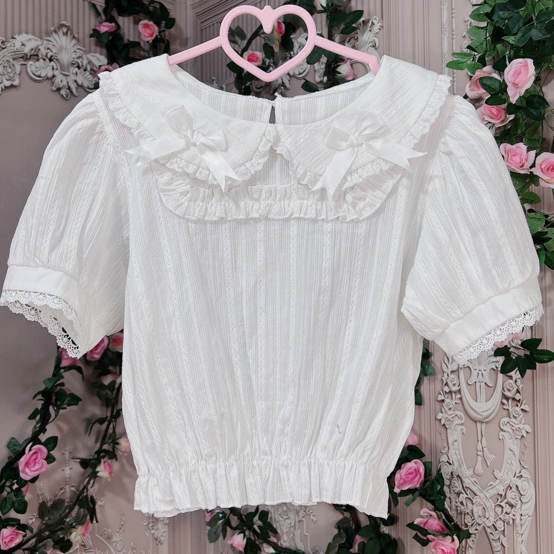 Cotton Doll Collar Bow Short Sleeves HA0499