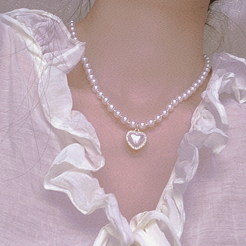 Cream Sweetheart Peach Heart Love Necklace HA0668