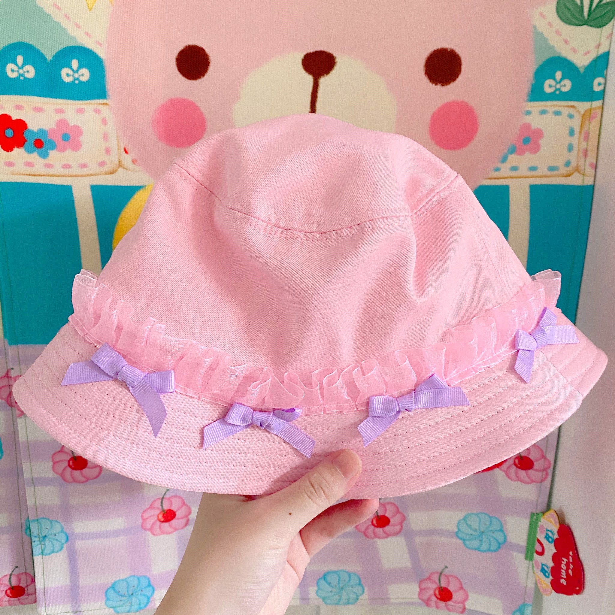 Bow Lace Pink Hat HA0751