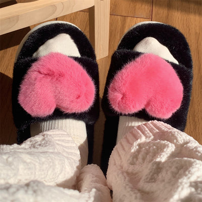 Plush one word cotton slippers HA1343