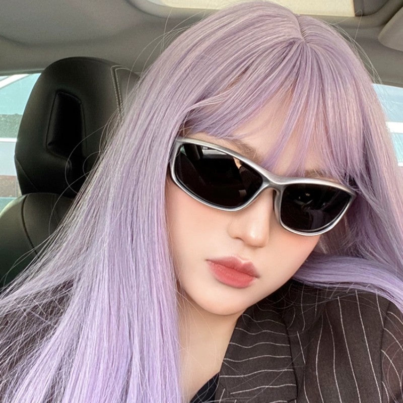Daily gray -purple long straight hair HA1669