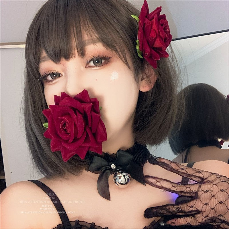 Sweet red rose hair clip HA1412