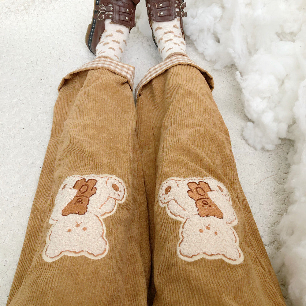Bear embroidered slacks HA1201