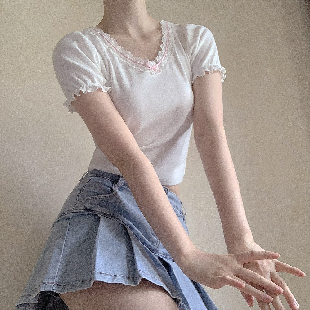Lace Butterfly Fit T-Shirt Top HA1392