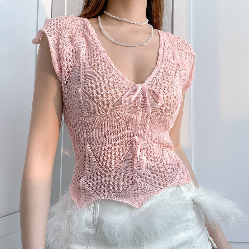 CUTOUT WOOL KNIT T-SHIRT HA1551