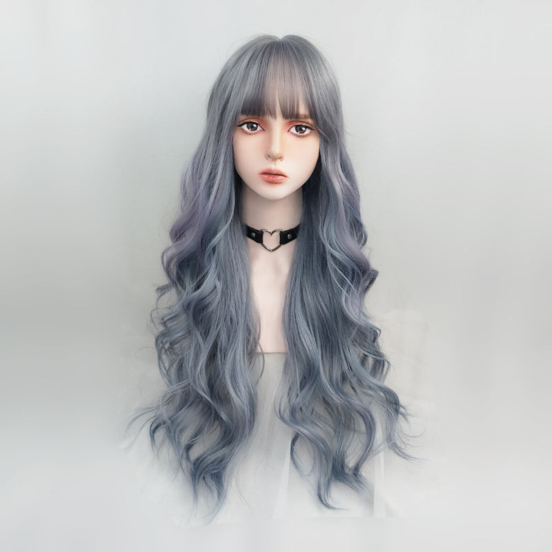 Blue Gray Big Wave Wig HA0059