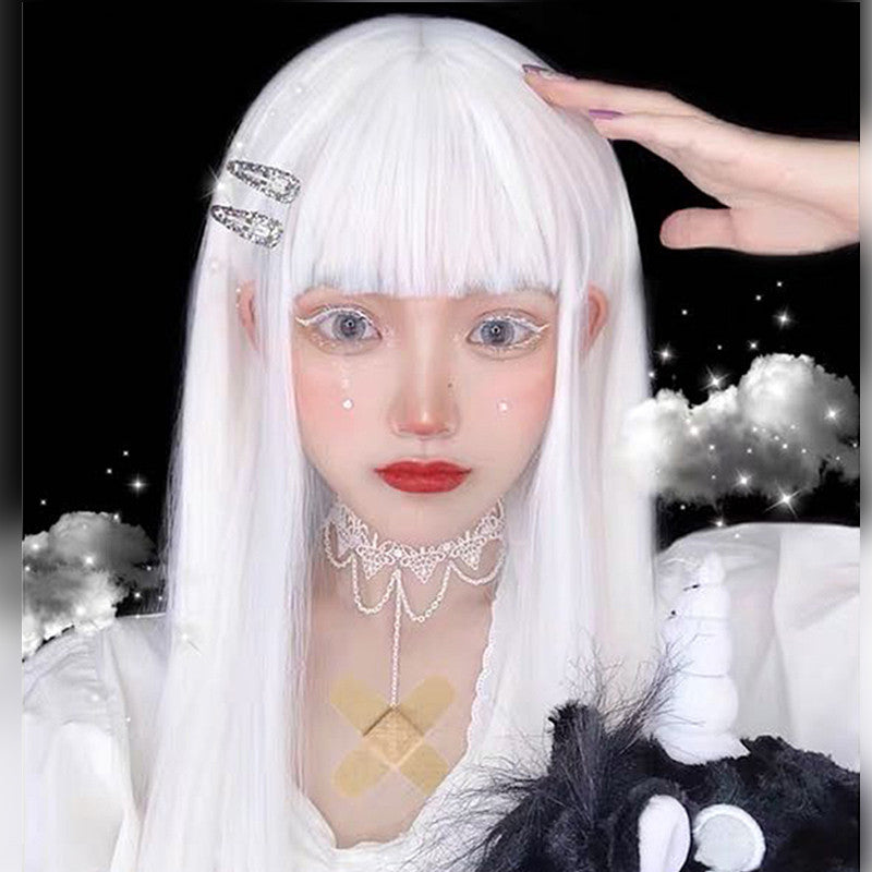 White Matte Long Straight Hair HA0243