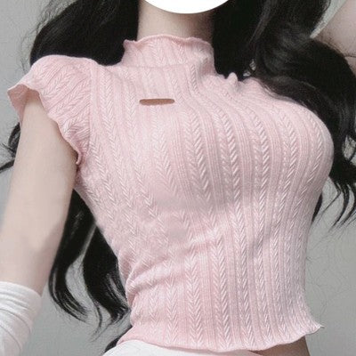 Knitted sweater top pleated skirt suit HA2138