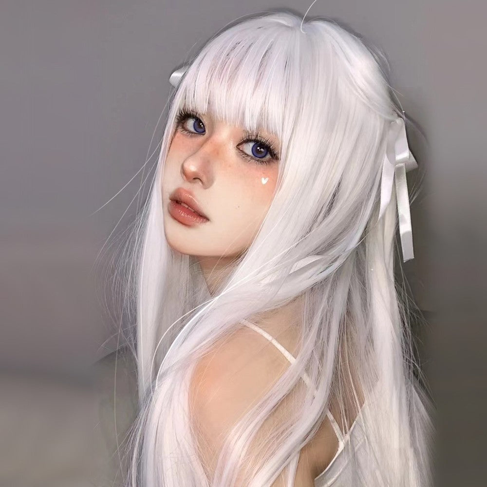 Halloween White Long Straight Hair Wig HA1320