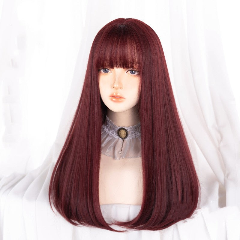 Sweet Red Long Straight Wig HA1239