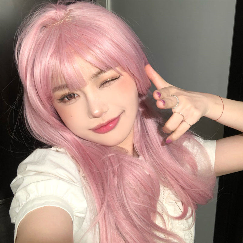 Pink Medium Length Straight Hair HA0310