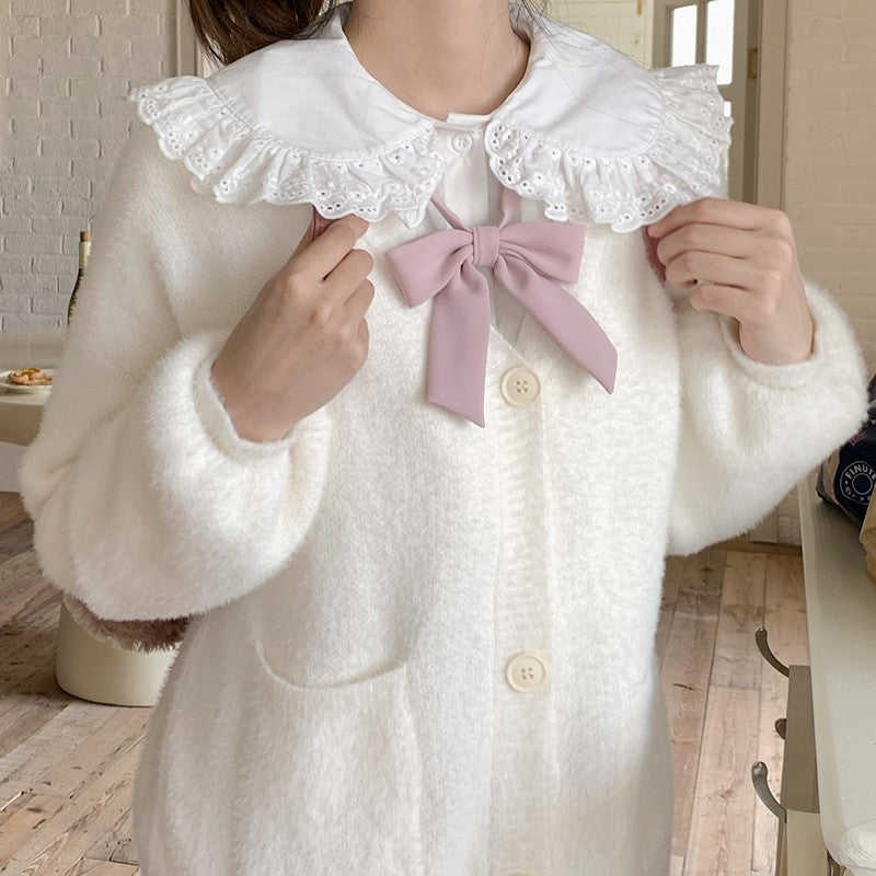 Long sleeve plush cardigan sweater HA1476