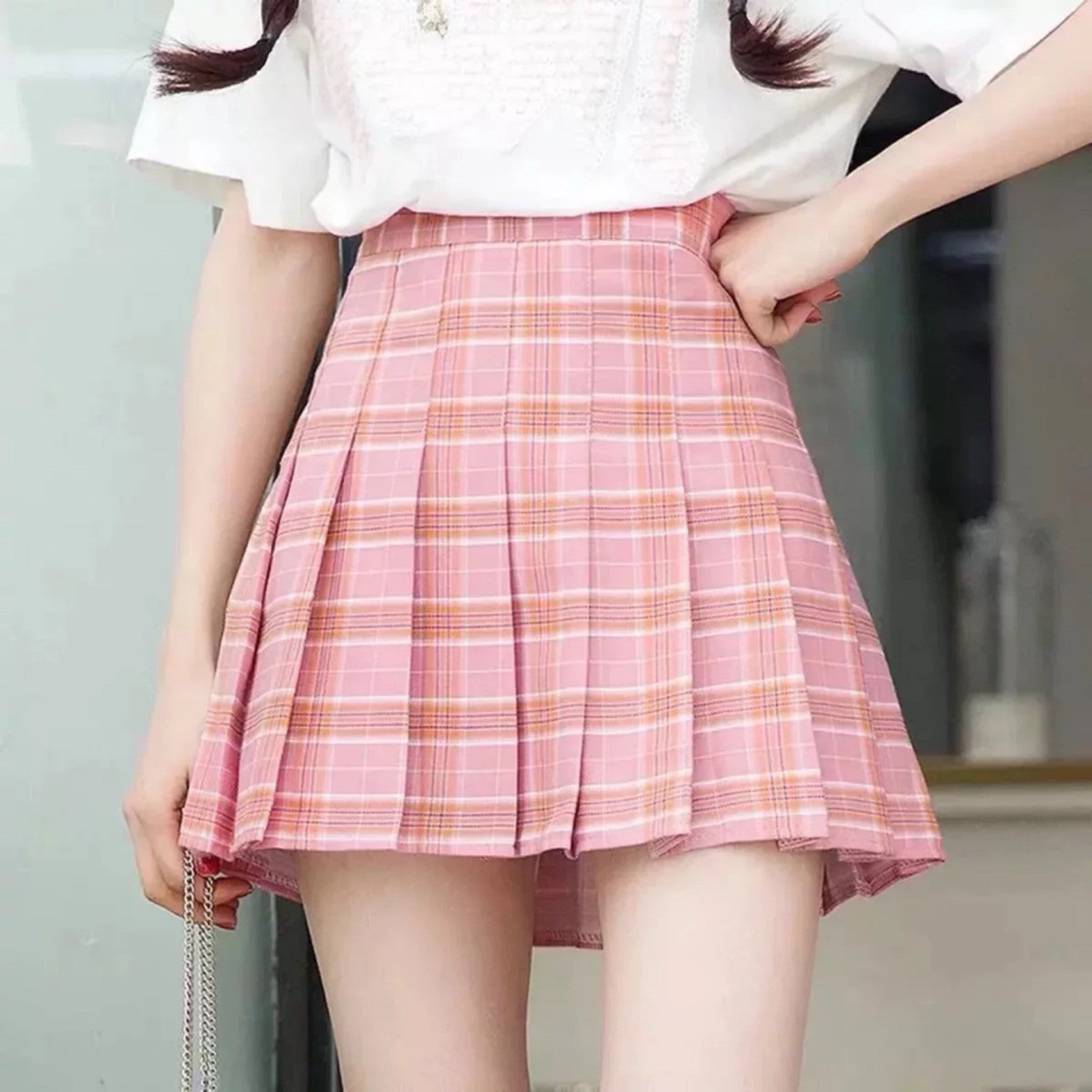Plaid pleated skirt HA0386