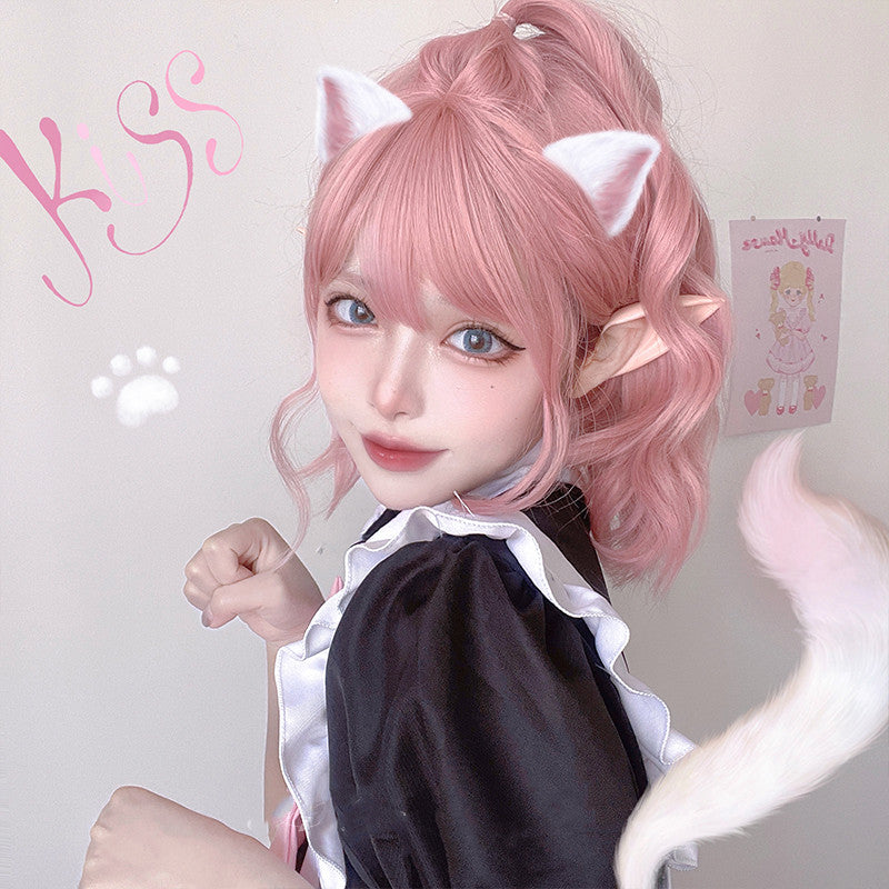 Short curly pink wig HA0760