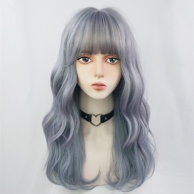 Gray-blue curly hair HA0038