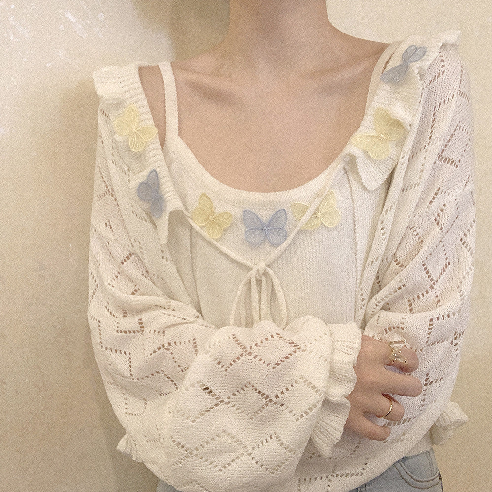 Versatile Cream Knit Cardigan HA0558