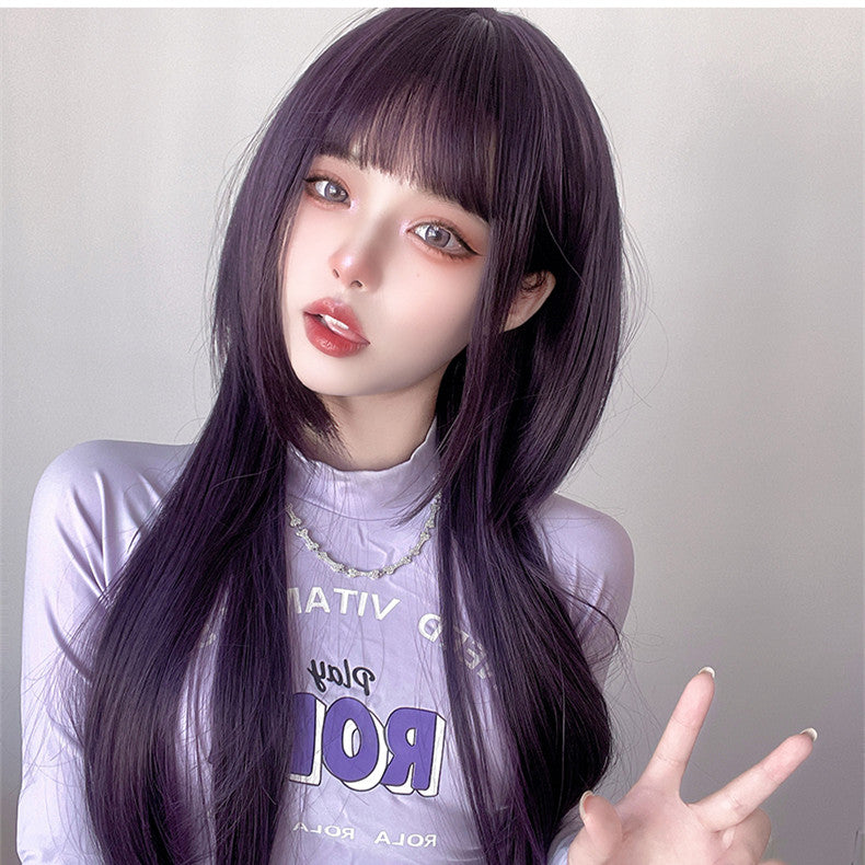 Daily long straight purple jellyfish head HA0164