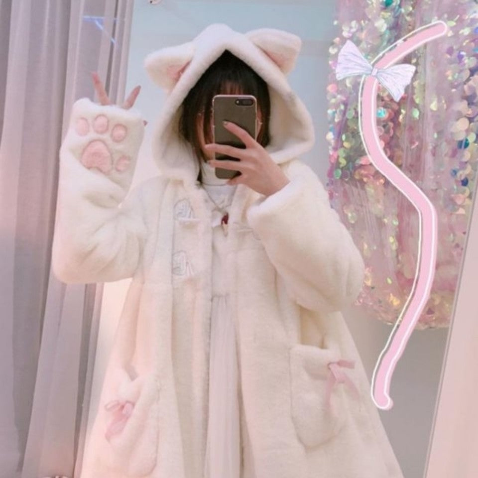 Cute cat paw plush coat HA1458