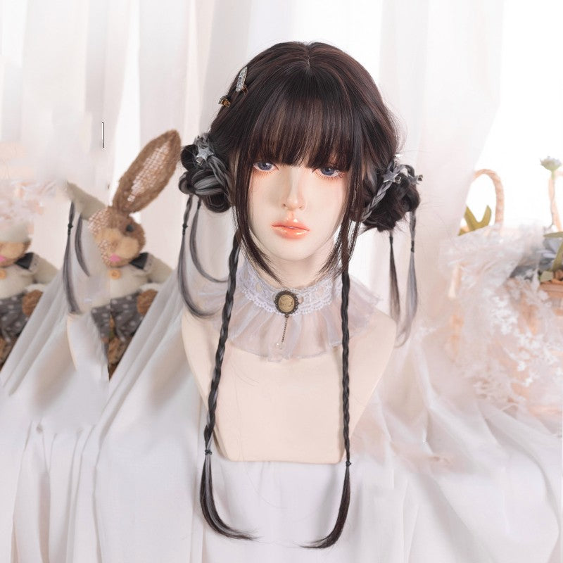Hanging ear dyed two-color cos long straight hair HA1245