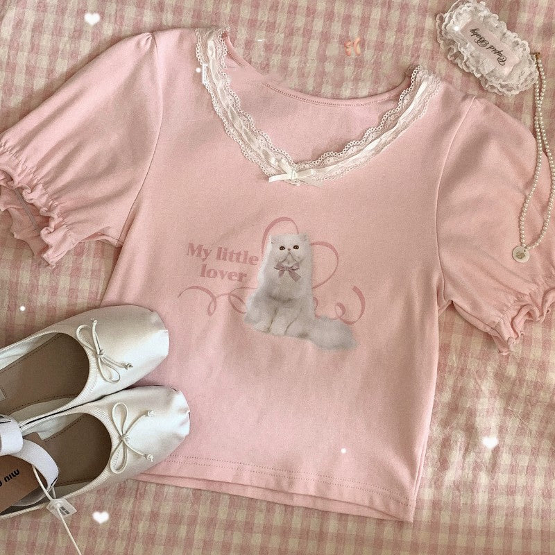 Puff Sleeve Sweet Girl T-Shirt HA1657