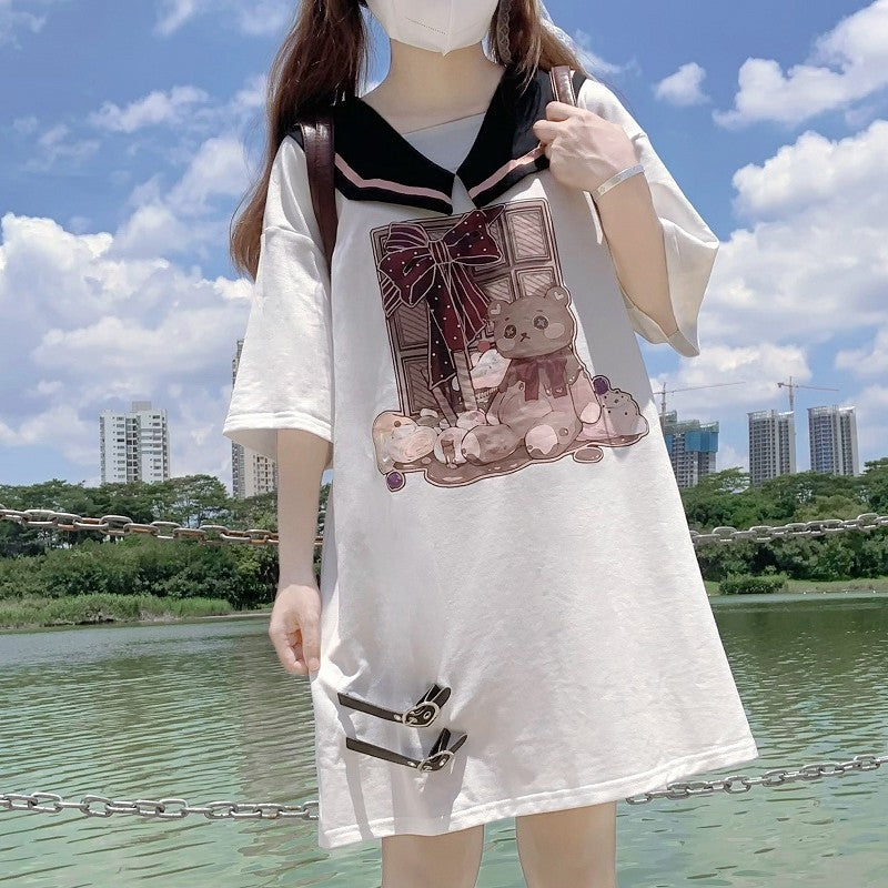 Sweet bear print bottoming shirt HA1500