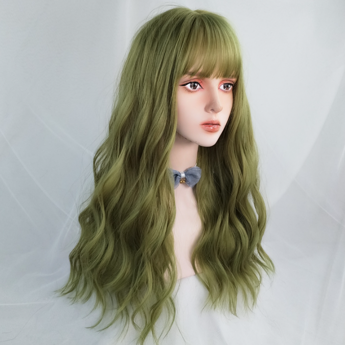 Fluorescent green long curly hair HA0253