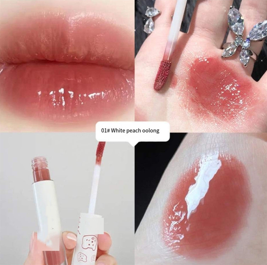 Water glossy clear glass lip HA0662
