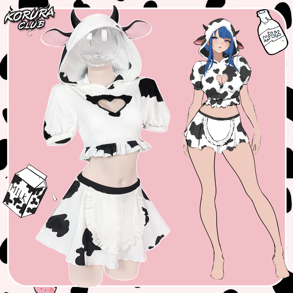 Pre- Sale Cosplay Cow Print Skirt Set KO155