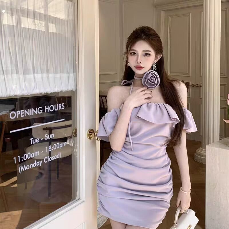 Ruffled sweet slim dress   HA1910