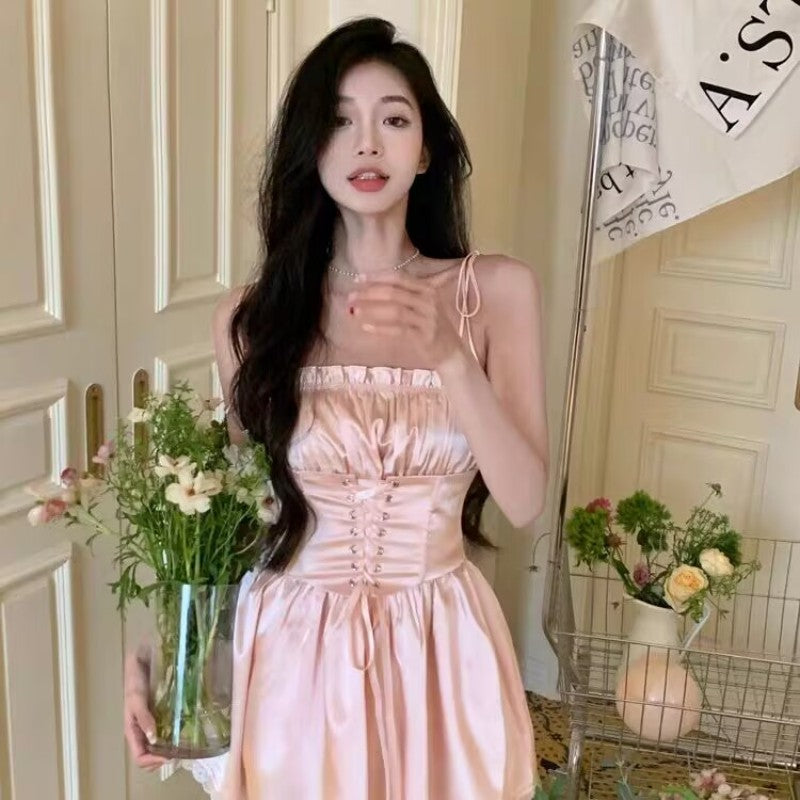 Spice girl waist a-line skirt suspender dress   HA2103