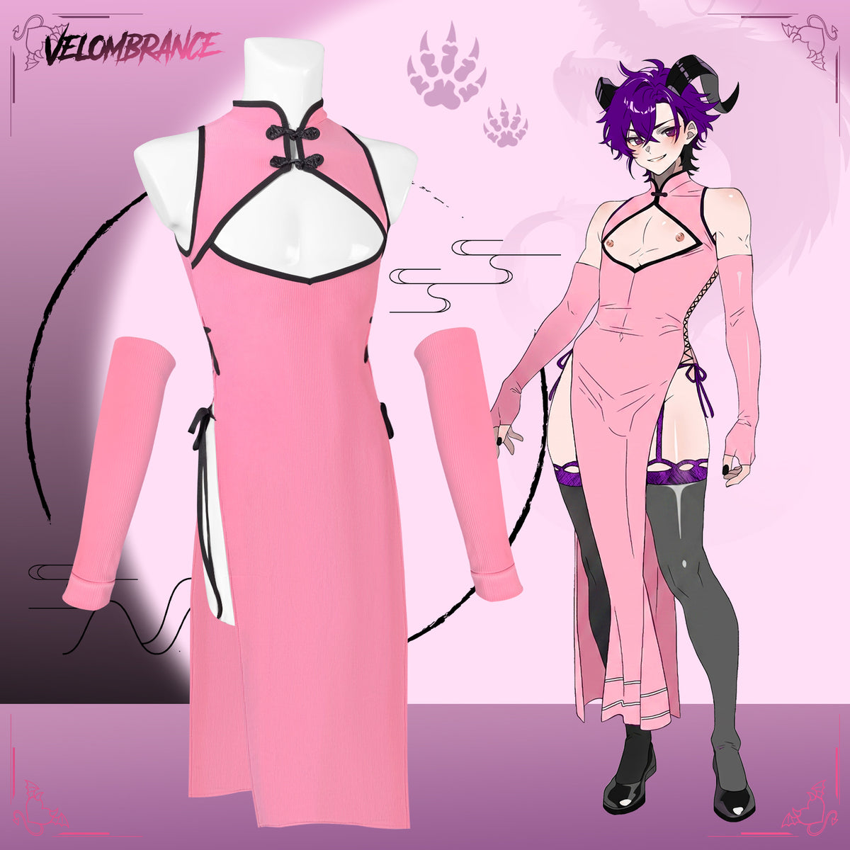 Dragon Demon Cheongsam (4-Piece Set） AS57