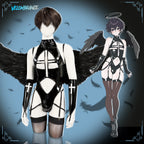 Dark Cross Wings Strappy Outfit (4-Piece Set) AS07