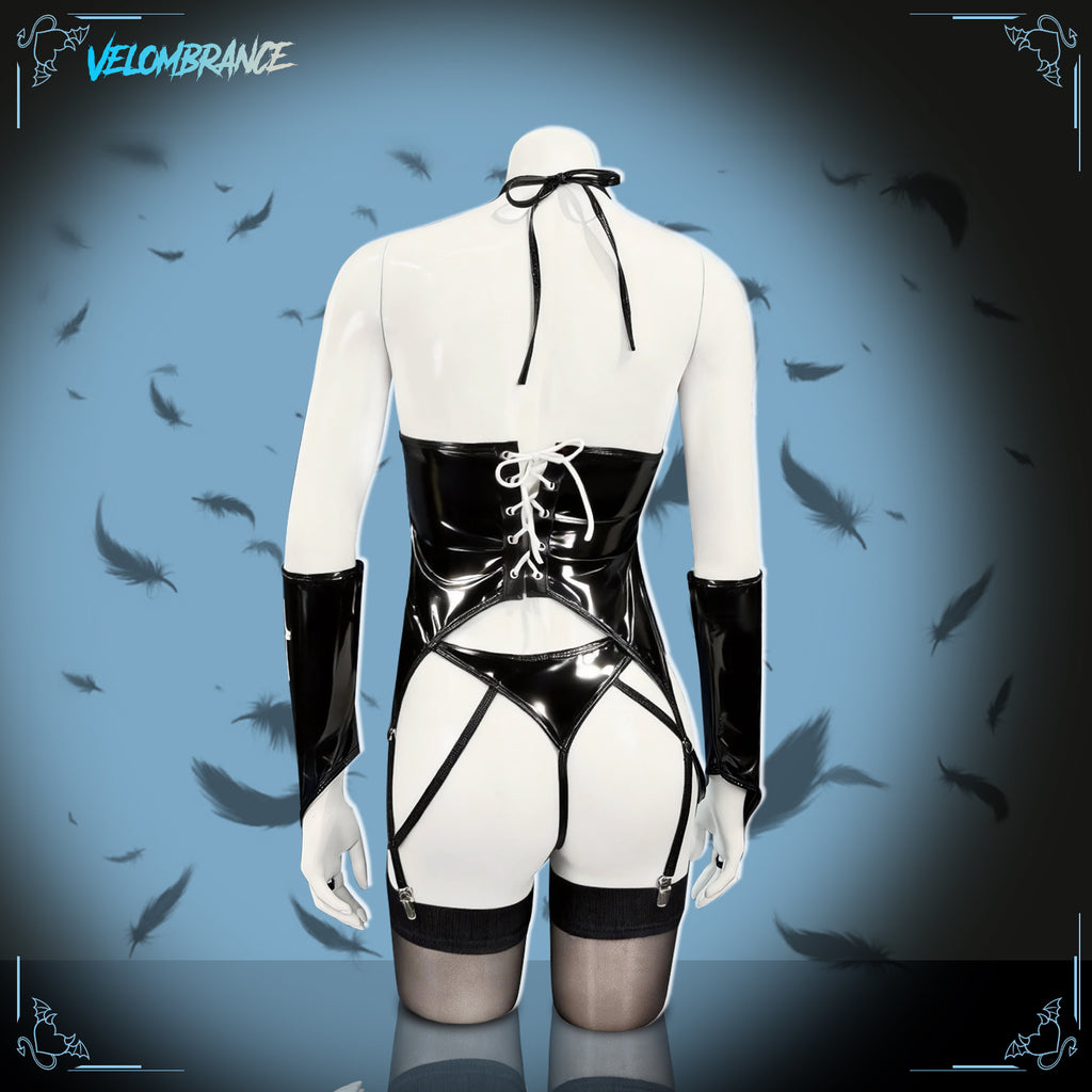 Dark Cross Wings Strappy Outfit (4-Piece Set) AS07