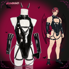 Devil Shiny Leather Strap Bodysuit （5-Piece Set）AS01