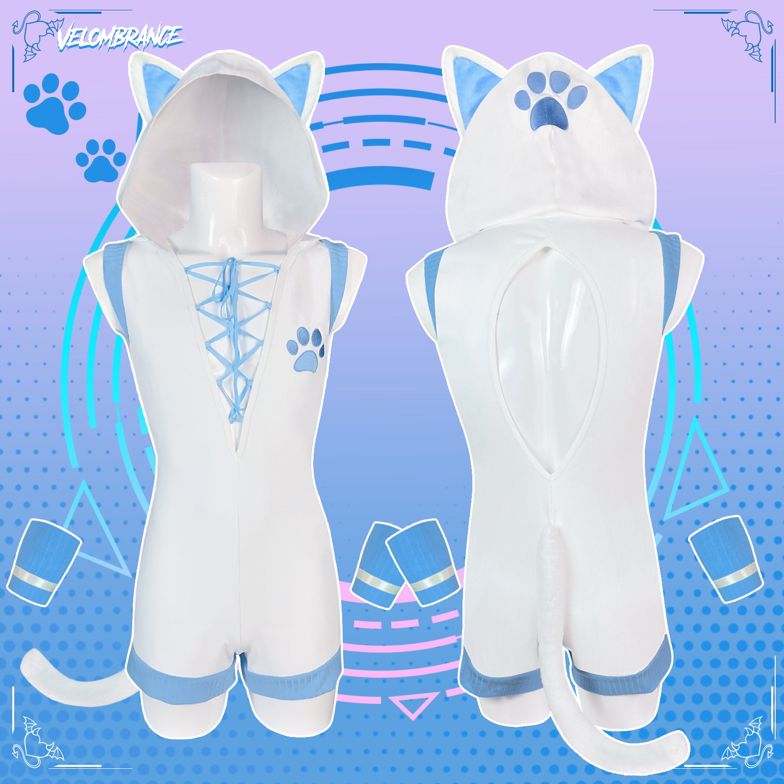 Cat Bodysuit (3-Piece Set）AS43