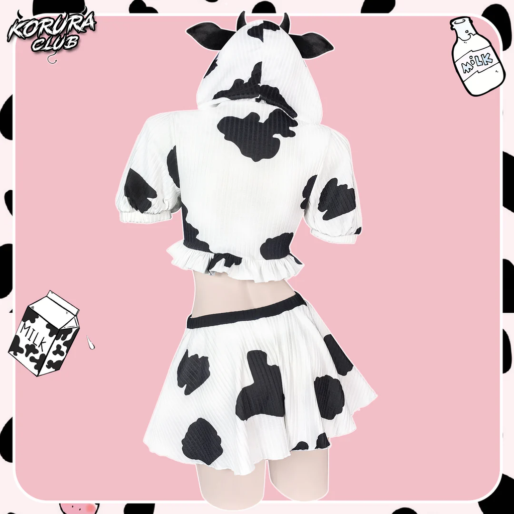 Pre- Sale Cosplay Cow Print Skirt Set KO155