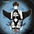 Dark Cross Wings Strappy Outfit (4-Piece Set) AS07