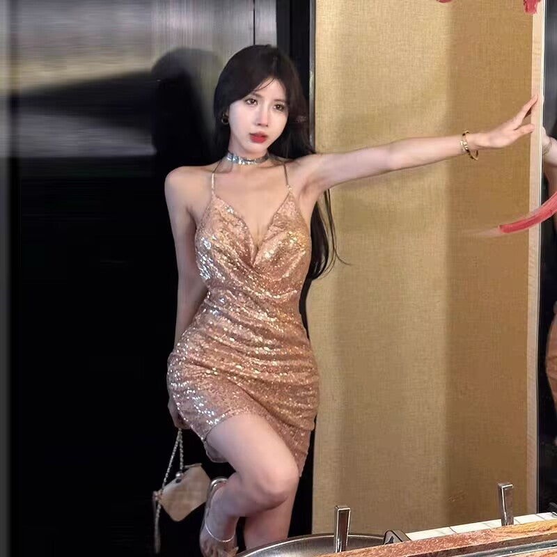 Graceful open waist sexy waist dress   HA1921