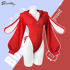Chic Grey Bunny Ear Hoodie Bodysuit KO64