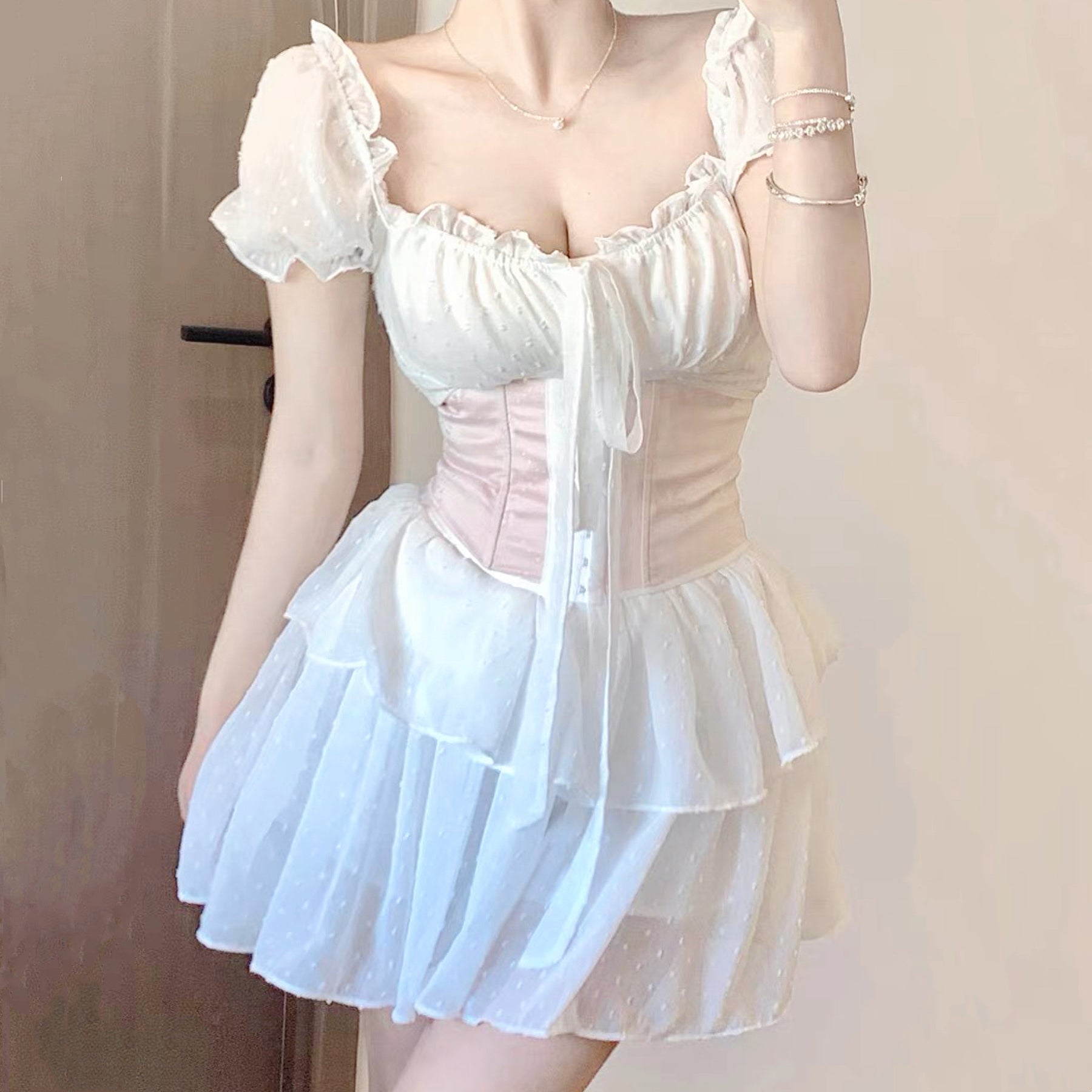 White One Shoulder Halter Neck Princess Dress   HA2202