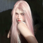 Pink long straight wig HA2516