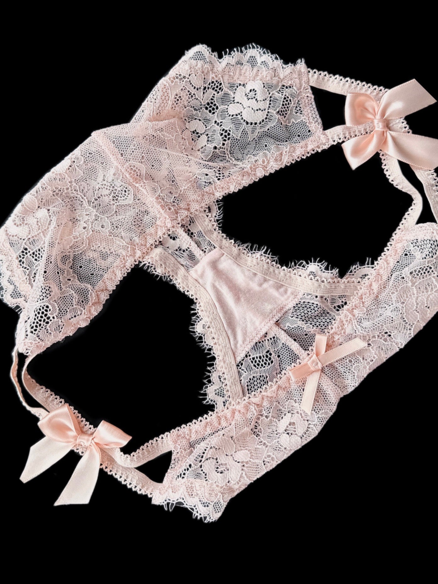 Cross tie bow corset underwear set   HA1817