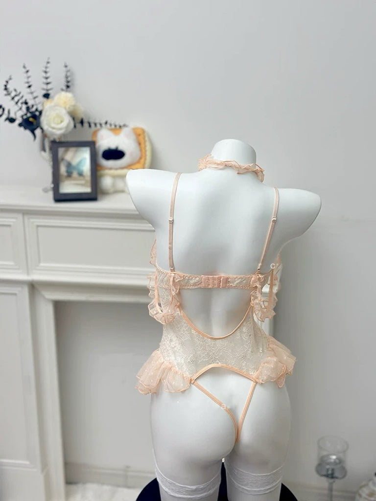Mesh lace suspender bodysuit HA2991