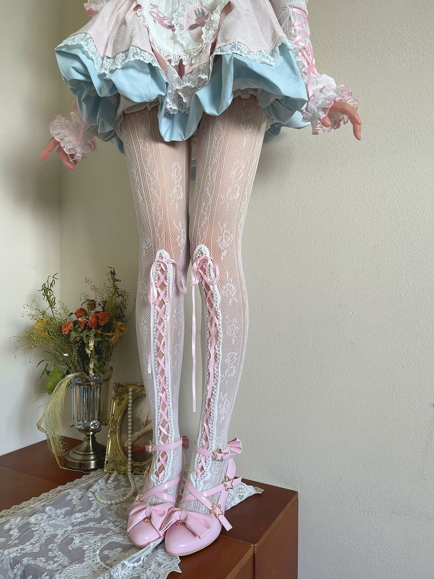 Ribbon lace socks HA29748