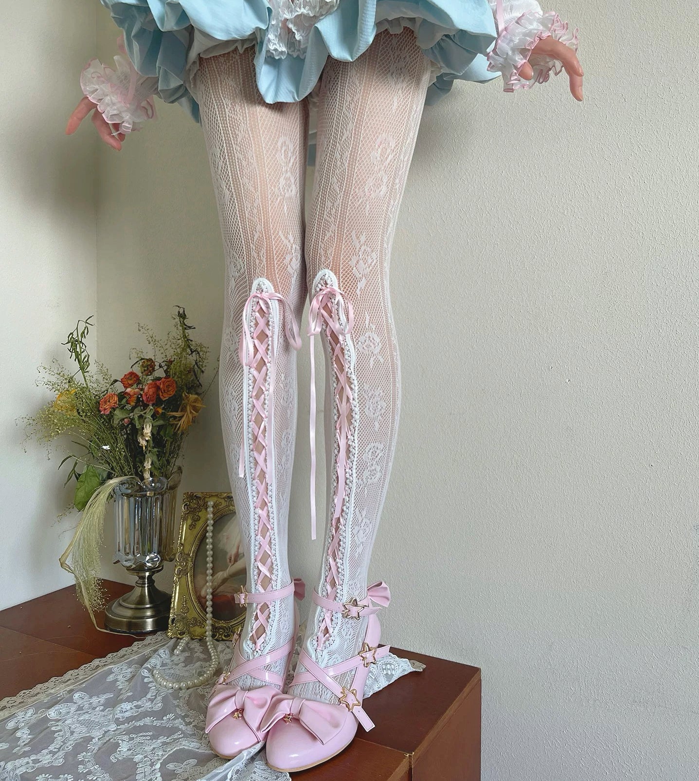 Ribbon lace socks HA29748
