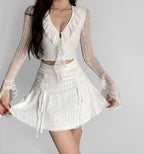 Chic white lace suit HA2453
